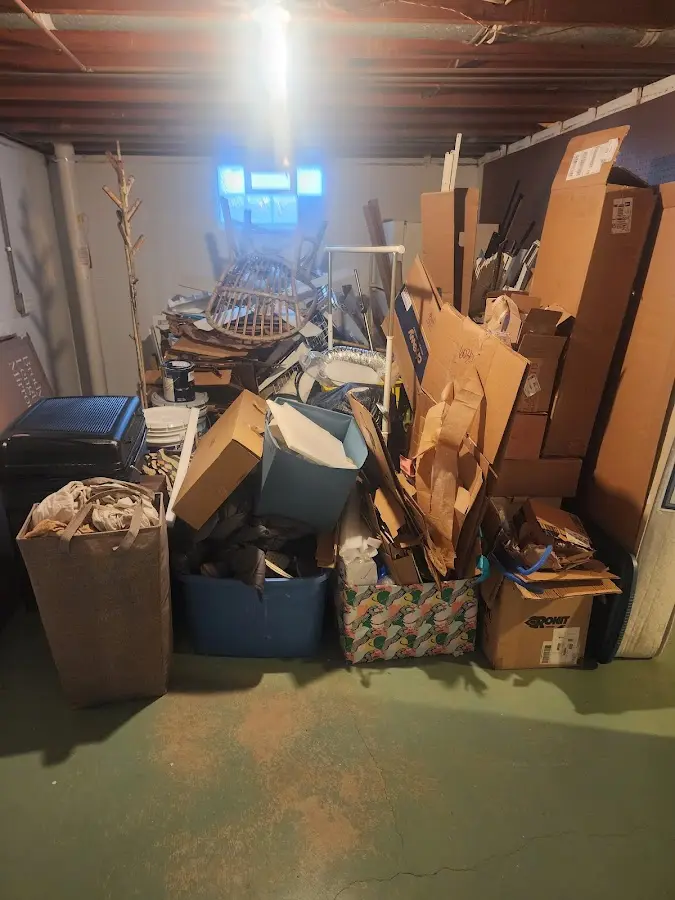 Roll-off dumpster container at job site for 6 Yard Dumpster Rental in Belleville